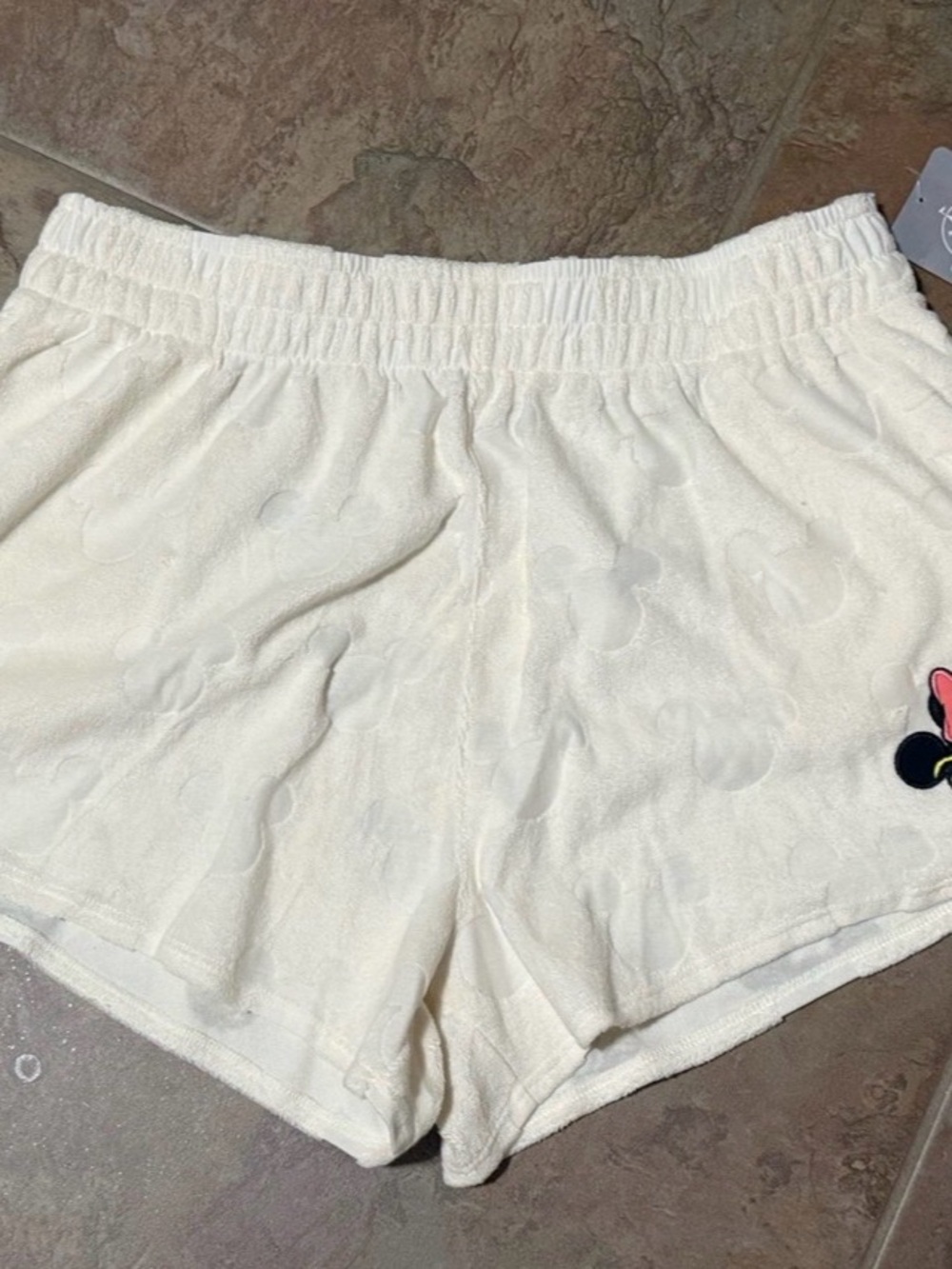 Disney Cream Terry Athletic Shorts with Subtle Mickey Detail